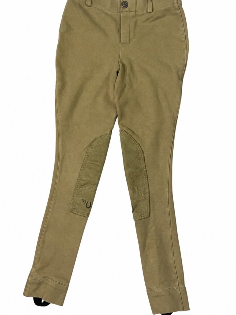 TuffRider Youth L Tan Knee Patch Jodhpurs with Stirrup Straps